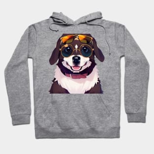 Happy Dog With Glasses Sticker Hoodie